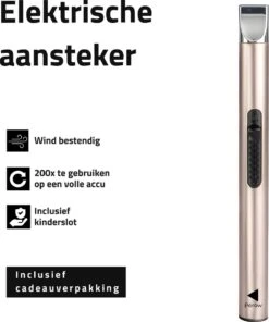 Oplaadbare Lange Elektrische Aansteker - Duurzame Plasma Aansteker - Inclusief Cadeauverpakking - BBQ - Kaarsen - Rose -Keukengrill Winkel 1003x1200