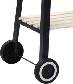 Verrijdbare Barbecue – Houtskool/Briketten - Verstelbare Grillplaat – Houten Tafel – Winscherm – Gewicht 5.9kg -Keukengrill Winkel 1049x1200