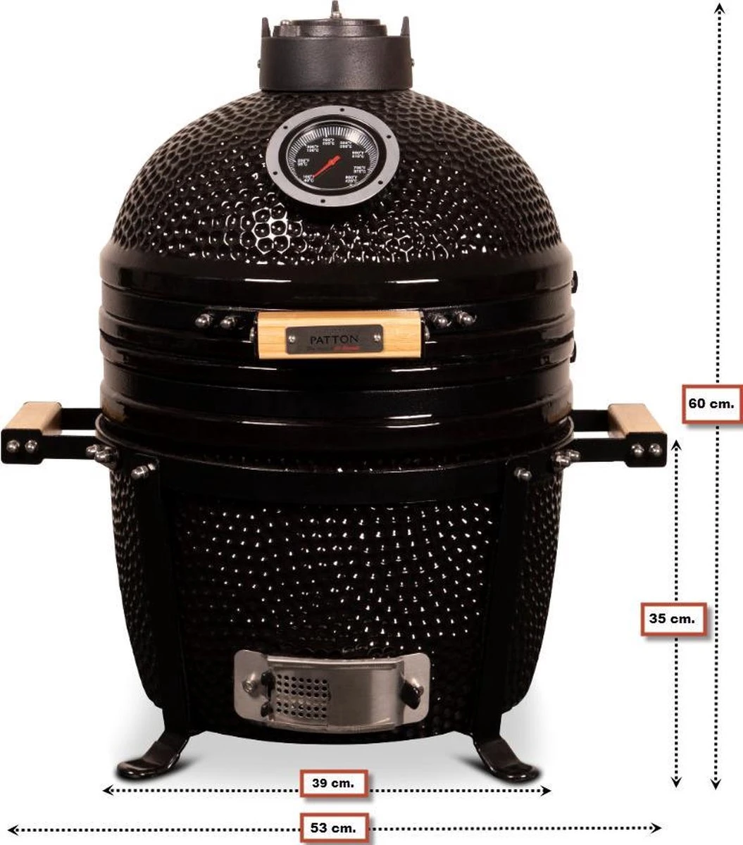 Patton Kamado 15" - Keramisch - Tafel Model - Premium Black - Medium - Zwart 18 Patton Kamado 15" - Keramisch - Tafel Model - Premium Black - Medium - Zwart - Afbeelding 18