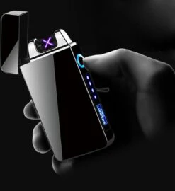 Merkloos Cuberna Elektrische Plasma USB Aansteker Met Batterij Indicator Ice Black - Wind En Storm Bestendig - Geschikt Voor Kaarsen, Vuurwerk, Sigaretten En BBQ -Keukengrill Winkel 1099x1200