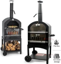 MaxxGarden Pizza Oven Buiten - Houtskool – Incl. Pizzasteen - 45x65x158cm -Keukengrill Winkel 1146x1200