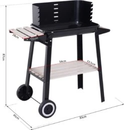 Verrijdbare Barbecue – Houtskool/Briketten - Verstelbare Grillplaat – Houten Tafel – Winscherm – Gewicht 5.9kg -Keukengrill Winkel 1150x1200 1