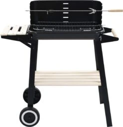 Verrijdbare Barbecue – Houtskool/Briketten - Verstelbare Grillplaat – Houten Tafel – Winscherm – Gewicht 5.9kg -Keukengrill Winkel 1161x1200