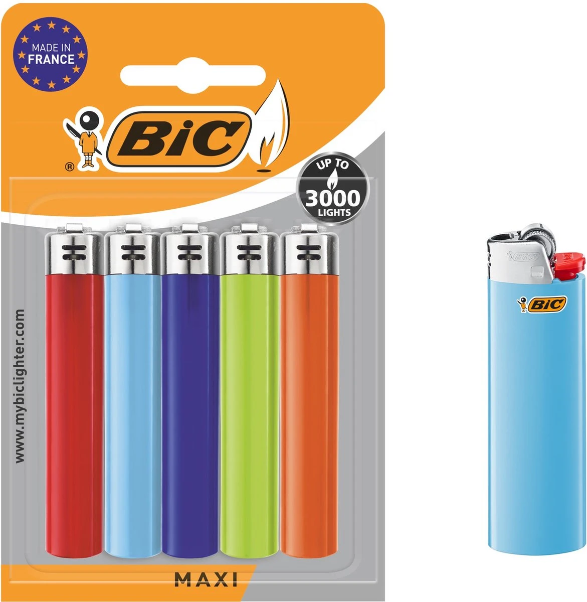 BIC J26 Maxi Vuursteen Flint Aanstekers - Diverse Kleuren - Pak Van 5 Gasaanstekers - Kindveilig 1 BIC J26 Maxi Vuursteen Flint Aanstekers - Diverse Kleuren - Pak Van 5 Gasaanstekers - Kindveilig
