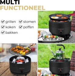 Ozocozy BBQ-ONE Houtskool Tafelbarbecue - Ø30 Cm- Zwart - Incl. Draagtas, Siliconen Bakkwast En RVS-Barbecuetang -Keukengrill Winkel 1193x1200 3