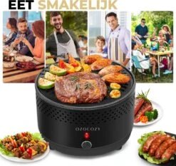 Ozocozy BBQ-ONE Houtskool Tafelbarbecue - Ø30 Cm- Zwart - Incl. Draagtas, Siliconen Bakkwast En RVS-Barbecuetang -Keukengrill Winkel 1200x1133 1