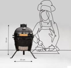 BluMill Kamado BBQ Egg - Kamado 13 Inch - Incl. Vlees Thermometer - Houtskoolbarbecues - Zwart - Ø 27cm -Keukengrill Winkel 1200x1156 2