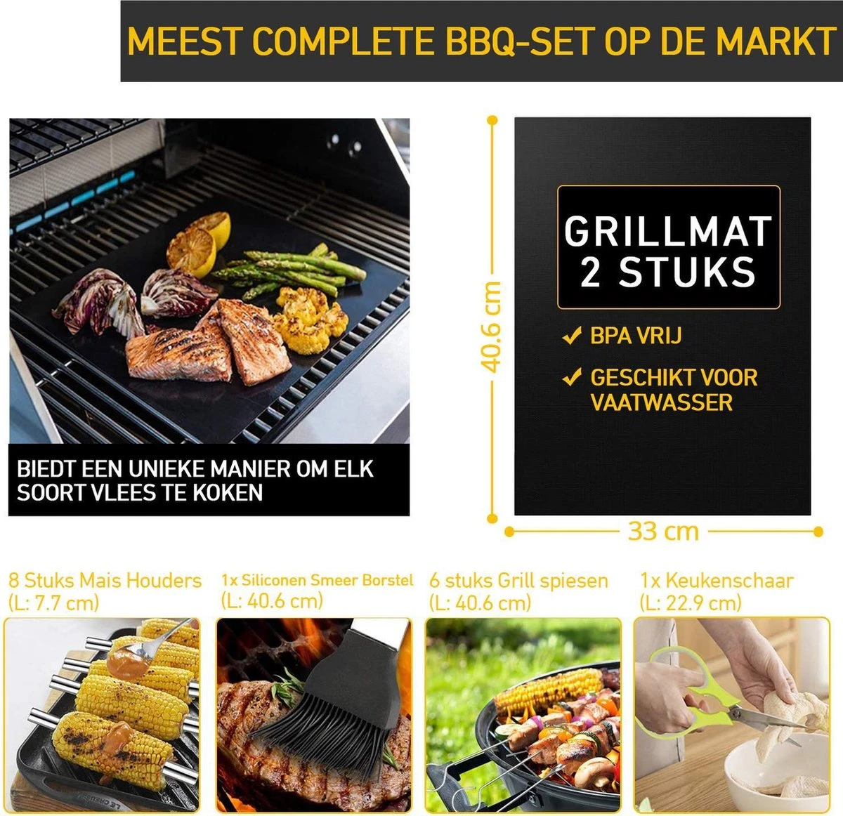 Saveur Royal® 35-delige Barbecue Gereedschapset In Roestvrij Staal - BBQ Grill Set Met Draagtas - Barbecuegerei-sets - Barbecue Accessoires Gereedschap - 35-delig 6 Saveur Royal® 35-delige Barbecue Gereedschapset In Roestvrij Staal - BBQ Grill Set Met Draagtas - Barbecuegerei-sets - Barbecue Accessoires Gereedschap - 35-delig - Afbeelding 6
