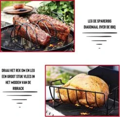 Rednas Sparerib Rek Bbq - Incl. Bakkwast - Bbq Rek - Bbq Accessoires - Rib Rack - Kiphouder - Bbq Gereedschap -Keukengrill Winkel 1200x1171 2