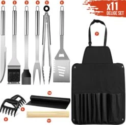 Squago BBQ Accesoires XXL Set Met Schort - Gereedschap - Gereedschapset Tang Borstel Mat -Keukengrill Winkel 1200x1189 5