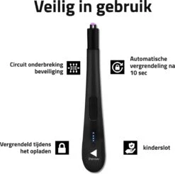 Oplaadbare Lange Elektrische Aansteker - Zwart - Duurzame Plasma Aansteker - Inclusief Cadeauverpakking - BBQ - Kaarsen -Keukengrill Winkel 1200x1190