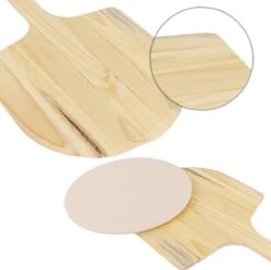 MaxxHome Pizzasteen - BBQ Steen - Maximum Te Verhitten Tot 600 Graden - ⌀33 - Incl. Houten Schep -Keukengrill Winkel 1200x1195 1