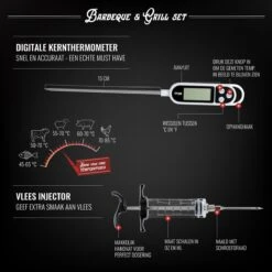 Mountain Jack® 40-Delige Luxe BBQ Grill Accessoires Set In Roestvrij Staal – Barbecue Gereedschap – Tangenset, Vlees Thermometer, Vleestang, Borstel, Spiezen, Vleesmes, Vleesvork -Keukengrill Winkel 1200x1199 6