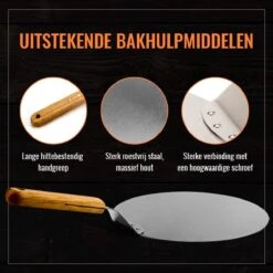 Inpro Pizzaschep RVS - Rond - Voor BBQ En Oven - Pizzaspatel - Taartschep - Houten Handvat - BBQ Gereedschap - Keukengerei - 30 Cm Diameter - Spatel -Keukengrill Winkel 1200x1200 103