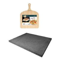 ETNA Pizza Set - Grote Pizzasteen & GRATIS Pizzaschep - 30 Cm X 38 Cm - Echt Italiaanse Pizzasteen - Broodbaksteen - BBQ Pizzasteen - Gemaakt Van Lavasteen Uit De Etna - Non-stick - Eppicotispai -Keukengrill Winkel 1200x1200 135