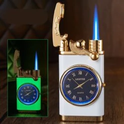Flametimer Exclusieve Aansteker Met Horloge, 2 Stuks Willekeurig, Winddichte Draagbare Kaars Aansteker Voor Kaars Koken BBQ, Vuurwerk, Zak Zaklamp Aansteker Met Geschenkdoos, Cool Gift -Keukengrill Winkel 1200x1200 387