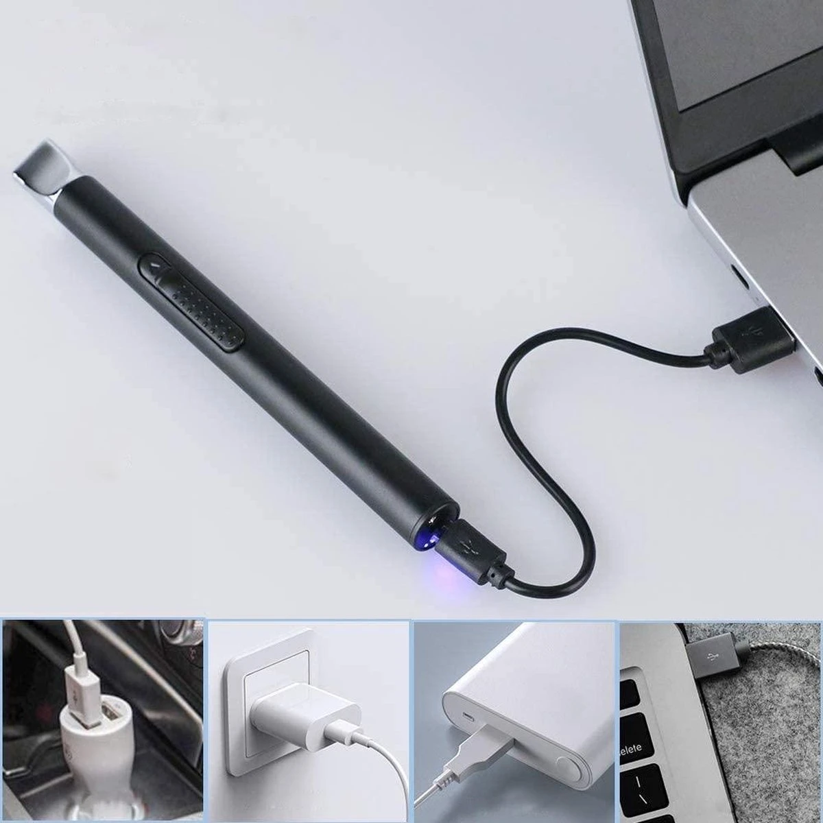 Oplaadbare Lange Elektrische Aansteker - Duurzame Plasma Aansteker - Inclusief Cadeauverpakking - BBQ - Kaarsen - Zwart 6 Oplaadbare Lange Elektrische Aansteker - Duurzame Plasma Aansteker - Inclusief Cadeauverpakking - BBQ - Kaarsen - Zwart - Afbeelding 6