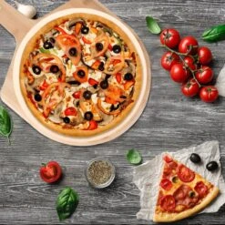 MaxxHome Pizzasteen - BBQ Steen - Maximum Te Verhitten Tot 600 Graden - ⌀33 - Incl. Houten Schep -Keukengrill Winkel 1200x1200 447