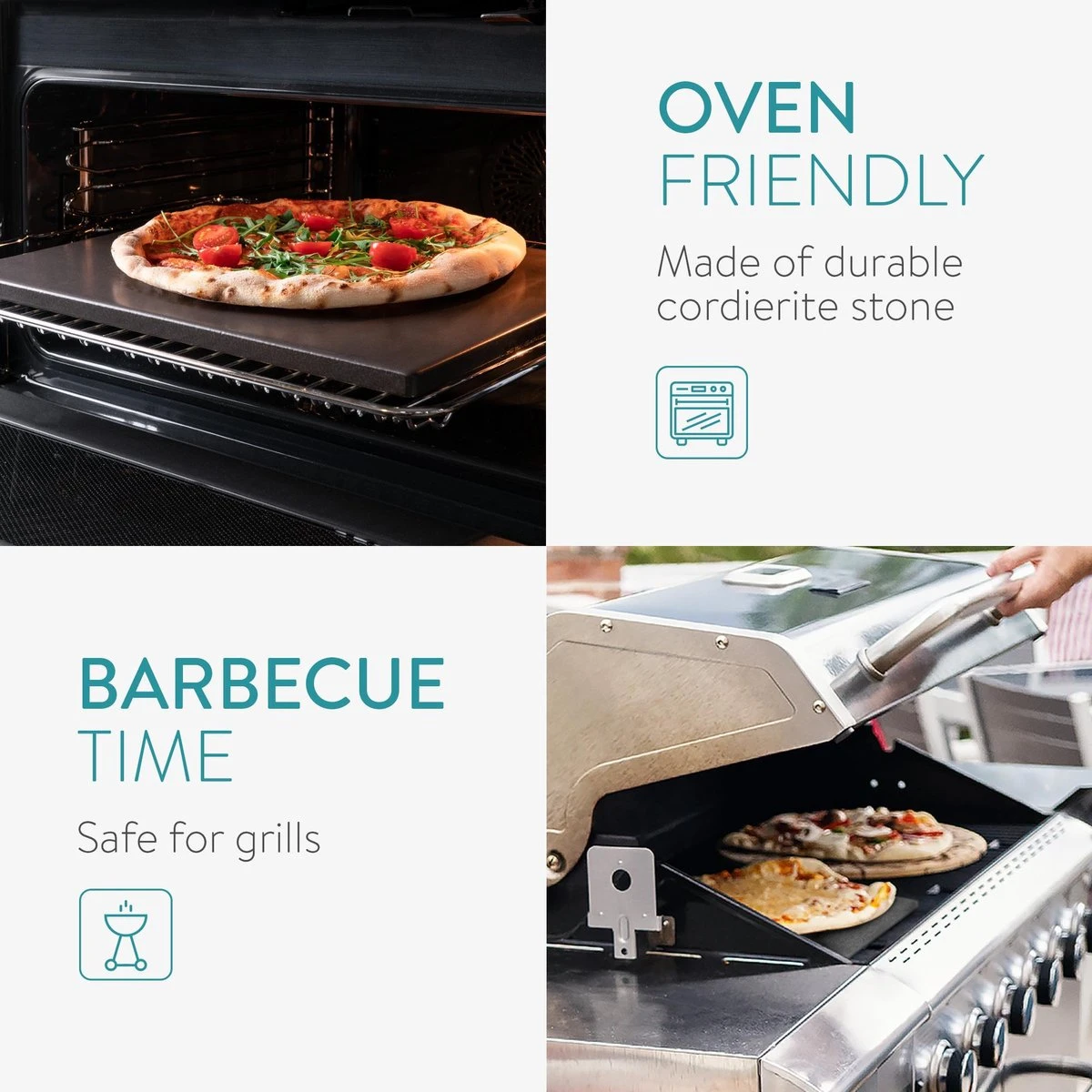 Navaris Pizzasteen XL Voor Oven En Barbecue - Rechthoekige Pizzaplaat 38 X 30 Cm - Inclusief Receptenboek - Keramisch Geglazuurd - Zwart 3 Navaris Pizzasteen XL Voor Oven En Barbecue - Rechthoekige Pizzaplaat 38 X 30 Cm - Inclusief Receptenboek - Keramisch Geglazuurd - Zwart - Afbeelding 3