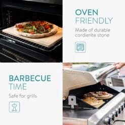 Navaris Pizzasteen XL Voor Oven En Barbecue - Rechthoekige Pizzaplaat 38 X 30 Cm - Inclusief Pizzaschep Met Extra Lang Handvat En Receptenboek -Keukengrill Winkel 1200x1200 467