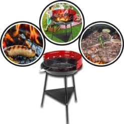 Houtskoolbarbecue Ø33 Cm | Verstelbare Grill BBQ | Halfopen | Zwart / Rood -Keukengrill Winkel 1200x1200 583