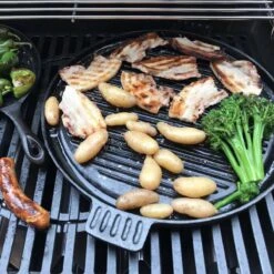 Chefs Cuisine Gietijzeren Grillpan - Grillpan Gietijzer - Gietijzer Bbq Grillpan - Gietijzeren Grillplaat - Pizzasteen - Plancha Gietijzer - Gietijzeren Bakplaat - Rond 36 Cm - Dubbelzijdig -Keukengrill Winkel 1200x1200 59