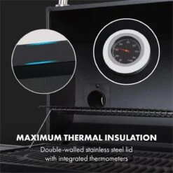 Klarstein Kingsville Double Barbecue - Houtskool- En Gasbarbecue - Smoker BBQ - Inclusief Deksels En Thermometer - Met 2 Roosters - Zwart -Keukengrill Winkel 1200x1200 611