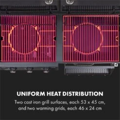 Klarstein Kingsville Double Barbecue - Houtskool- En Gasbarbecue - Smoker BBQ - Inclusief Deksels En Thermometer - Met 2 Roosters - Zwart -Keukengrill Winkel 1200x1200 612