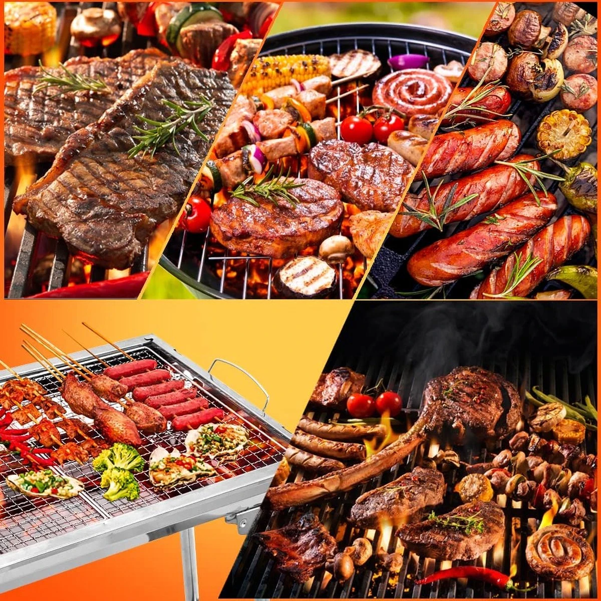 Uten - Houtskoolbarbecue - Opvouwbare Barbecue - Houtskoolbarbecues - Draagbare Camping Barbecue - 430 Roestvrij Staal Grill BBQ - 5-10 Persoon Tuin Buitenfeest - Zilver 5 Uten - Houtskoolbarbecue - Opvouwbare Barbecue - Houtskoolbarbecues - Draagbare Camping Barbecue - 430 Roestvrij Staal Grill BBQ - 5-10 Persoon Tuin Buitenfeest - Zilver - Afbeelding 5