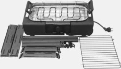 Royalty Line Elektrische Barbecue - Indoor En Outdoor BBQ - Tafelgrill - Elektrische Grill - Grill Oppervlak 40x24 Cm - 2000W - Met Stand - Zwart -Keukengrill Winkel 1200x686