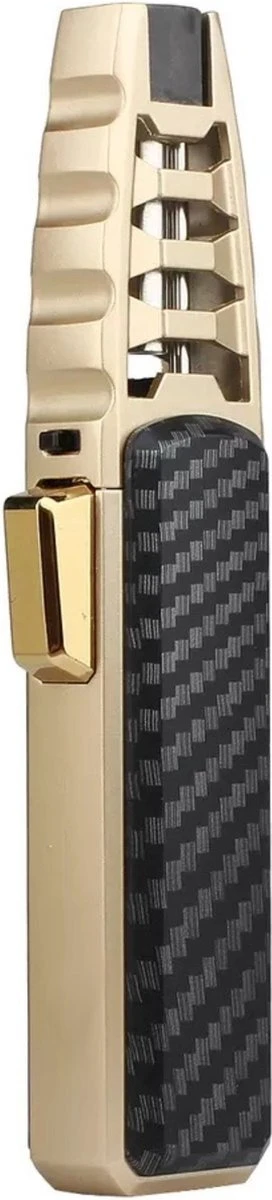 Merkloos Turbo Jetflame Aansteker - Gasbrander - Vuurwerk Torch - Crème Brûlée Brander - BBQ En Sigaren Aansteker - Windproof - Carbon Met Goudkleurige Metalen Behuizing 3 Merkloos Turbo Jetflame Aansteker - Gasbrander - Vuurwerk Torch - Crème Brûlée Brander - BBQ En Sigaren Aansteker - Windproof - Carbon Met Goudkleurige Metalen Behuizing - Afbeelding 3