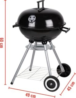 BBQ Collection Houtskoolbarbecue - Kogelbarbecue 45 X 60 Centimeter - Ronde Barbecue - Barbecue Op Wielen - Zwart - Metaal -Keukengrill Winkel 925x1200